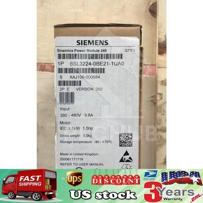 New Siemens 6SL3224-0BE21-1UA0 6SL32240BE211UA0 G120 PM 240 Power Module