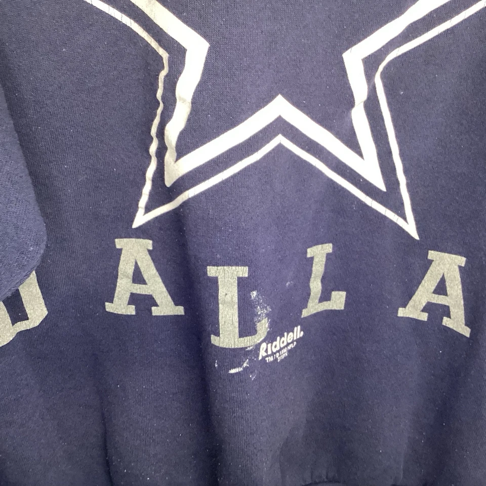 Sudadera De Colección Dallas Cowboys Para Hombres XL Azul Riddell Cuello Redondo NFL Fútbol Años 90 Foto 3 de 4