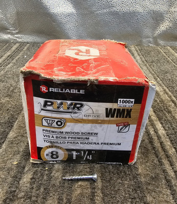 (QTY 1000) Reliable #8 x 1-1/4'' PWR Drive WMX Premium Wood Screw Type 17