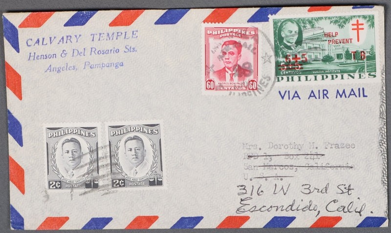 MayfairStamps Philippines Tuberculosis to San Marcos CA Air Mail Cover aaz_63369
