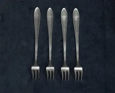 Vintage 1938 'Flame' Silverplate Cocktail Forks, National Silver Co, Set of 4