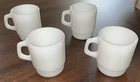 Vintage Anchor Hocking Fire King White Milk Glass Stackable Mugs  Set Of 4