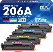 4Pack Toner Cartridge Replacement for HP 206A M283fdw M283cdw Set High Yield Ink