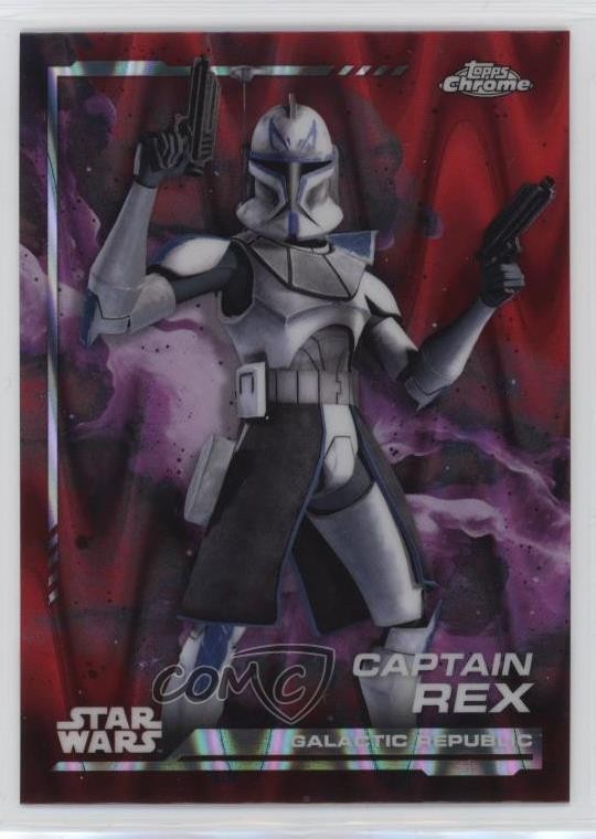 2024 Topps Chrome Star Wars Blaster Blue Pulsar Refractor Captain Rex #137 02l5