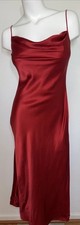 Vintage Y2K Victoria  s Secret 100 Silk Red Open Back Slip Dress M Maxi Gown
