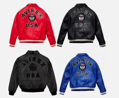 Men's Avirex Real Bomber American Flight Jacket Sheep Leather Jacket 4 colors