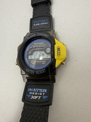 NOS Vtg QUEMEX Alarm Chrono Digital Watch - Water Resist 30FT w/ NEW BATTERY!