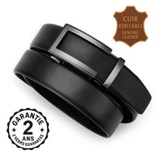 Ceinture Homme Véritable Cuir Grande Taille 110cm à 130cm Boucle Inox de Qualité