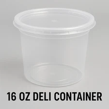 16 oz Round Deli Food Plastic Containers w/ Lids - 10 Pack