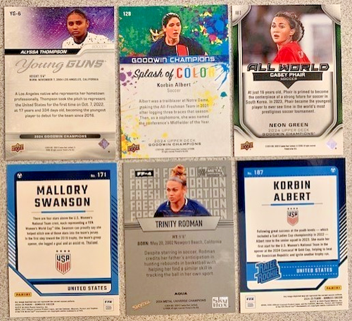 6 different USA Female Soccer Stars: Rodman +Swanson+Albert (2) +Phair +Thompson - Picture 3 of 3