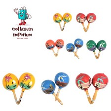8" Hand Made Genuine Mexican Real Wooden Maracas 5 Pairs 5 Colors 10 Maracas ...