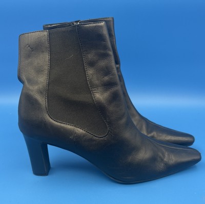 Predictions Black Leather Ankle Chelsea Booties Boots  Women's Size 10