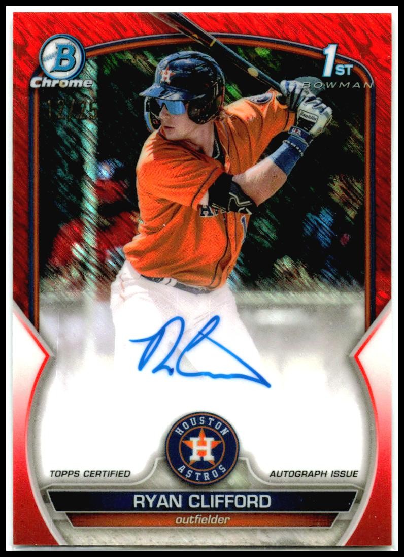 2023 Bowman Chrome Auto Orange Shimmer /25 #CPA-RC Ryan Clifford Auto Astros
