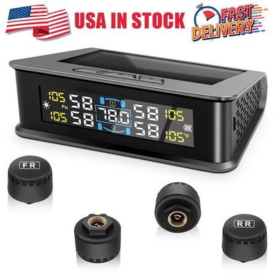 #ad RV Tire Pressure Monitoring System TPMS Tire Pressure Monitor with 4 Sensors $27.59