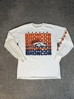 Denver Broncos Shirt Mens M White NFL Football Graphic Majestic Long Sleeve Logo