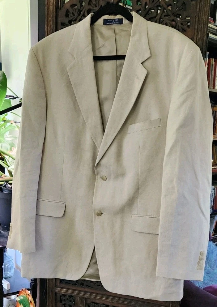 Lands' End Linen Blend Spring Blazer 44 L Jacket USA Made Tan Brown Lightweight
Opens in a new windo