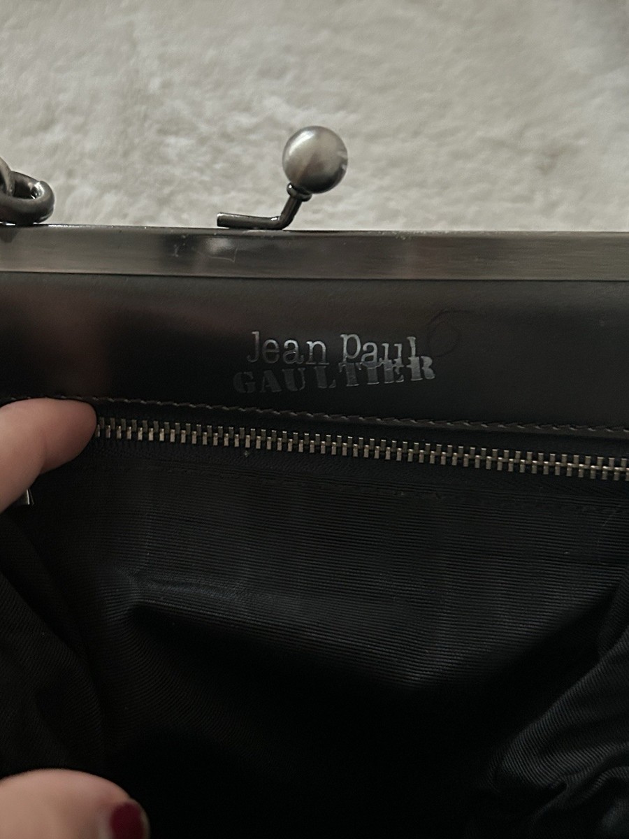 Jean Paul Gaultier rare stunning silver metallic leather bag with