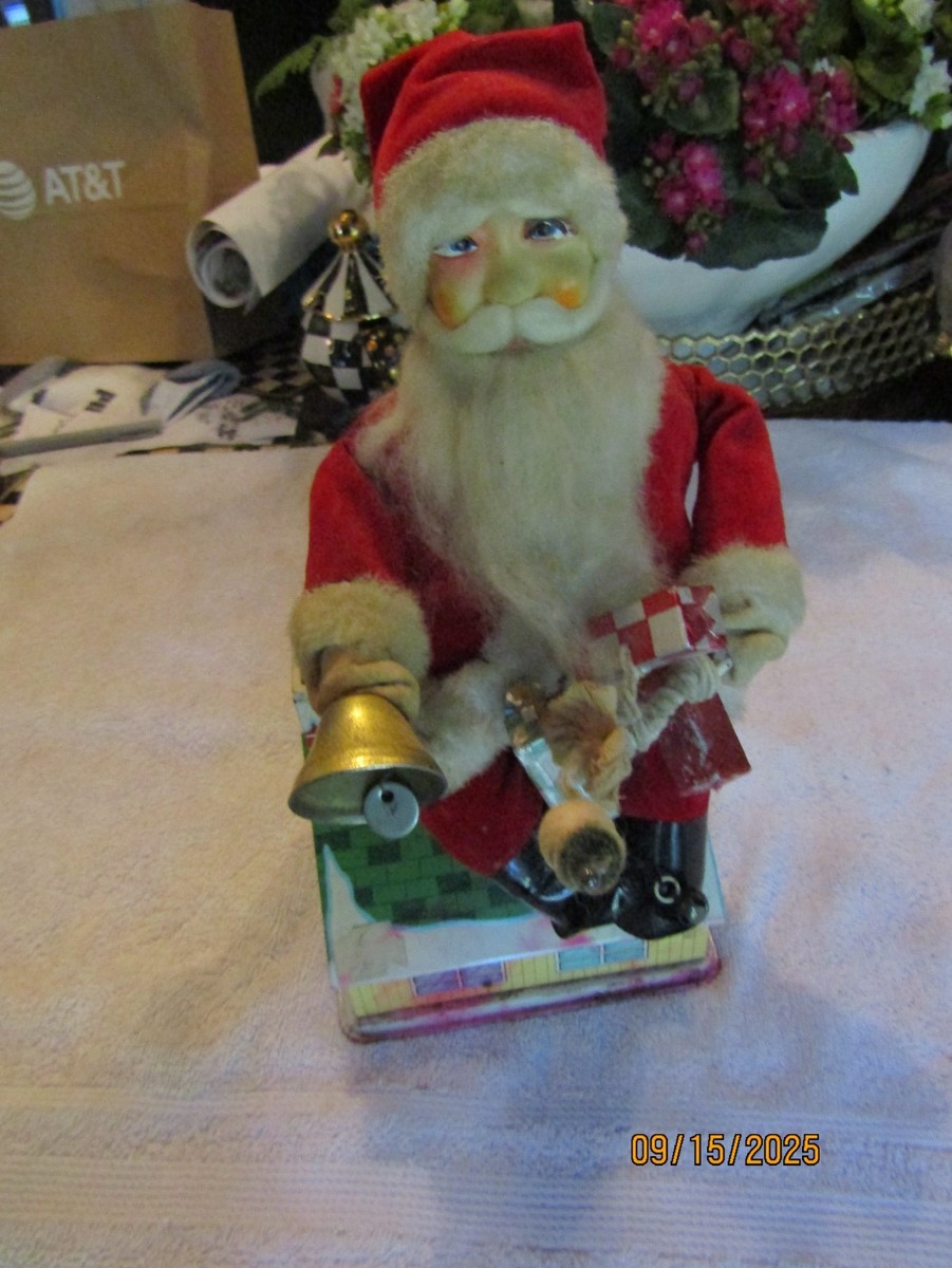 Vintage HTTC 1960 Animated Santa Claus Tin Toy Bank HTTC Japan