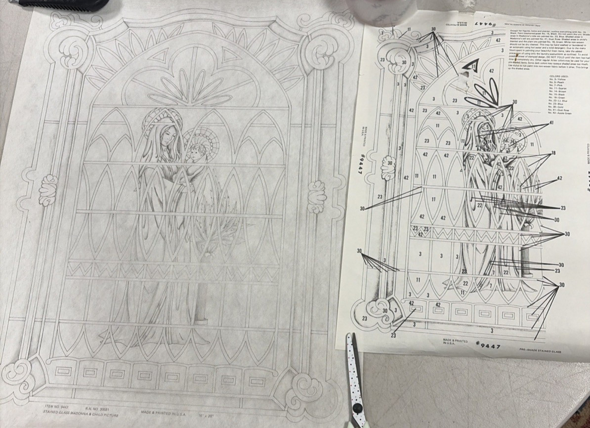 Artex Stamped On White Non-Woven Fabric Paint Project Madonna & Child NEW