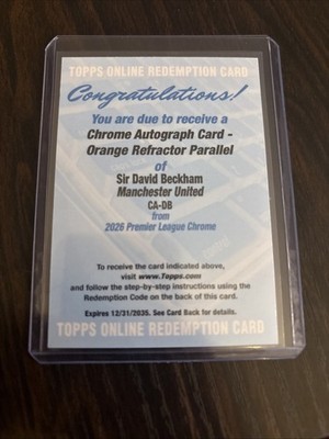 Sir David Beckham Redemption Auto /25 Orange Refractor Parallel