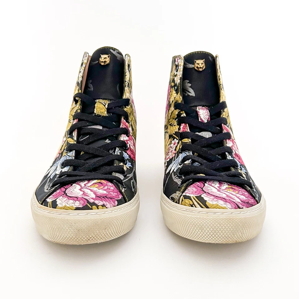 Gucci Sylvie Blind For Love Zapatillas altas con cordones Estampado Floral Jacquard 38 Foto 3 de 4