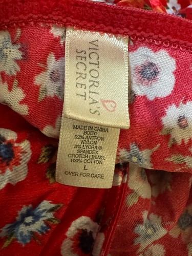 Red Vintage Victoria's Secret Silky Second Skin Satin Floral Bikini Panty Lg - Picture 6 of 13