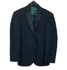 Men's Black Ralph Lauren Tuxedo Jacket Two Button Satin Notch Lapels Size 41L