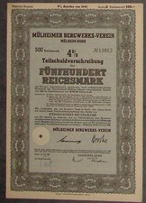 M&uuml;lheimer Bergwerks-Verein M&uuml;lheim/Ruhr 4 % Anleihe 1942 500 RM Serie D