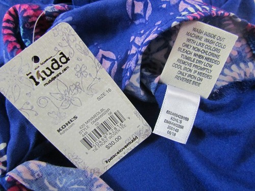 NWT$30 Mudd Girls Tank Top LONG SLEEVE Tie Front Accent Size 16 BLUE GEOMETRIC - Picture 10 of 18