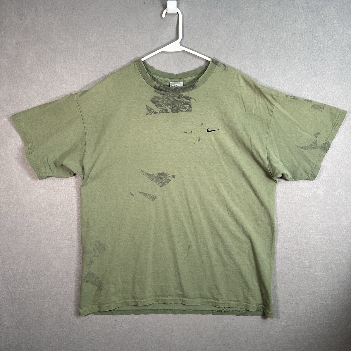 Vintage Y2K Nike Embroidered Swoosh T Shirt Adult XL Olive Green 