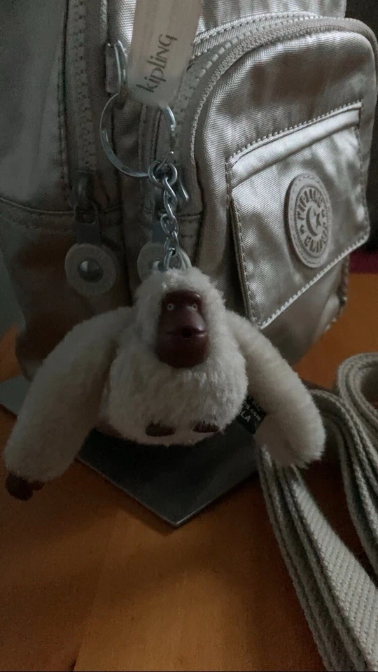 Kipling мини трансформируемый рюкзак сумка через плечо 3 в 1 Серебряный серый подвеска - Изображение 3 из 4