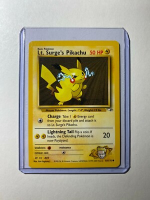 Pokemon Card - Lt. Surge's Pikachu 81/132 - Gym Heros - 1999 Pokemon Card - Lt. Surge's Pikachu 81/132 - Gym Heros - 1999