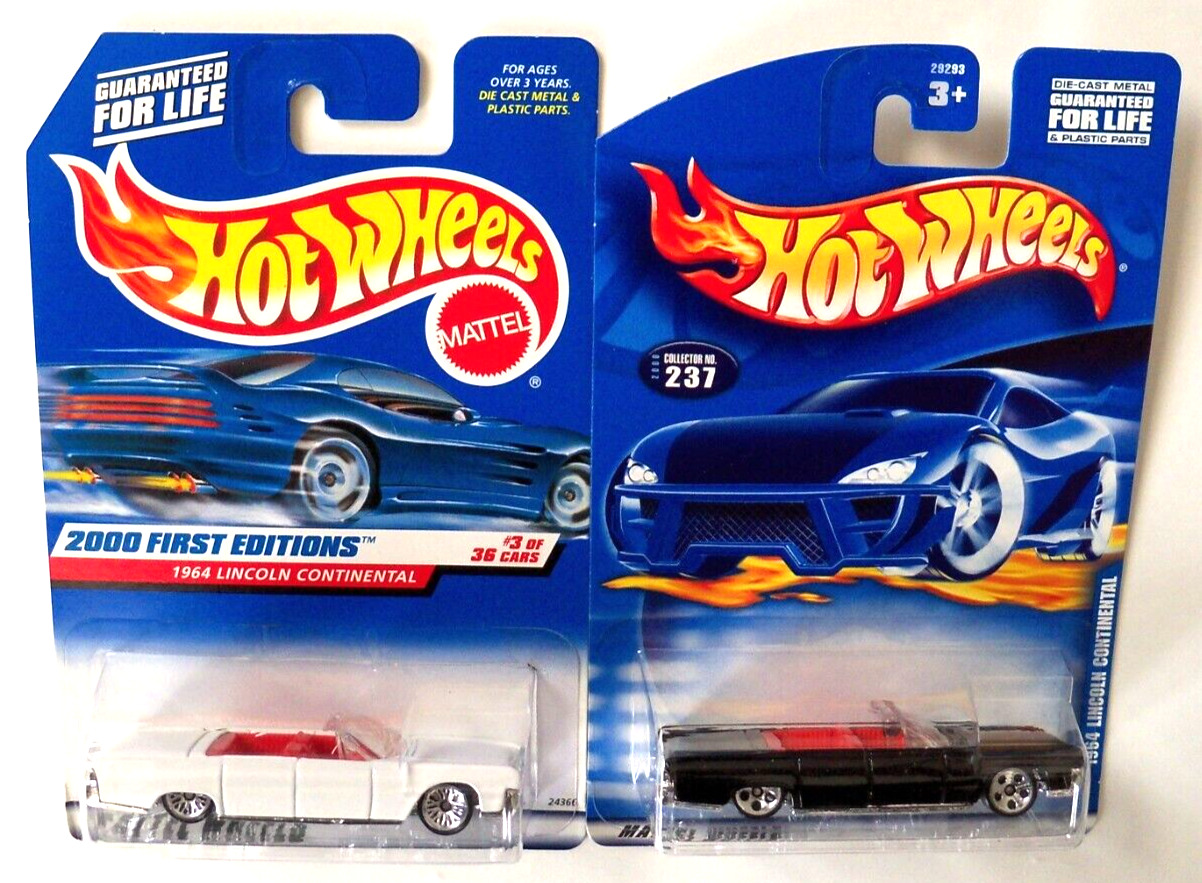 HOT WHEELS LOT TWO 1964 LINCOLN CONTINENTAL 2000 FIRST EDITIONS CN 237 BLACK NIP