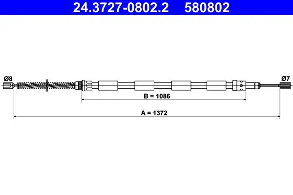 Cavo freno a mano 24.3727-0802.2 ATE per PEUGEOT 205 II 205 I Cabriolet 205 I