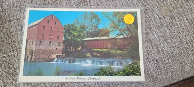 CRU Train or Station Postcard Railroad RR HISTORIC MISSOURI LANDMARK MILL BRIDGE