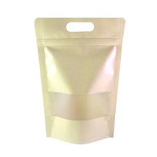 Kraft Paper Zip Seal Standup Bag w. Window for Food Pantry Packaging 6.25x9.7 in