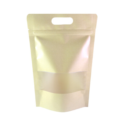 Kraft Paper Zip Seal Standup Bag w. Window for Food Pantry Packaging 6.25x9.7 in