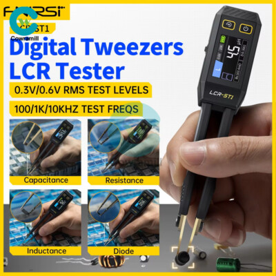 FNIRSI LCR-ST1 Digital Bridge Meter LCR Meter Tweezer Ohm Capacitance Diode Test
