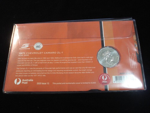 2020 1971 Chevrolet Camaro ZL-1 PNC Inc Colour 50 Cents Coin - Picture 2 of 2