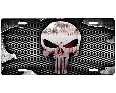 Black Trim Plates Tags 11.8 X 6.1 Punisher Skull Novelty Aluminum Front License Plate Car Tag Black Trim Plates Tags 11.8 X 6.1 Punisher Skull Novelty Aluminum Front License Plate Car Tag