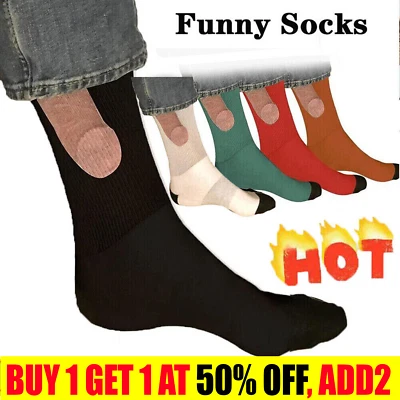 TWSOUL Funny Penis Sock Novelty Gag Socks Exposed Christmas Gift- Show Off Socks UK