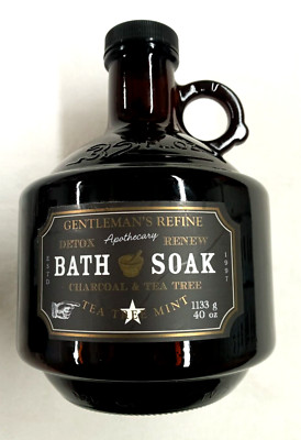 40 oz Gentleman s Refine detox renew charcoal & tea tree bath soak salts GLASS