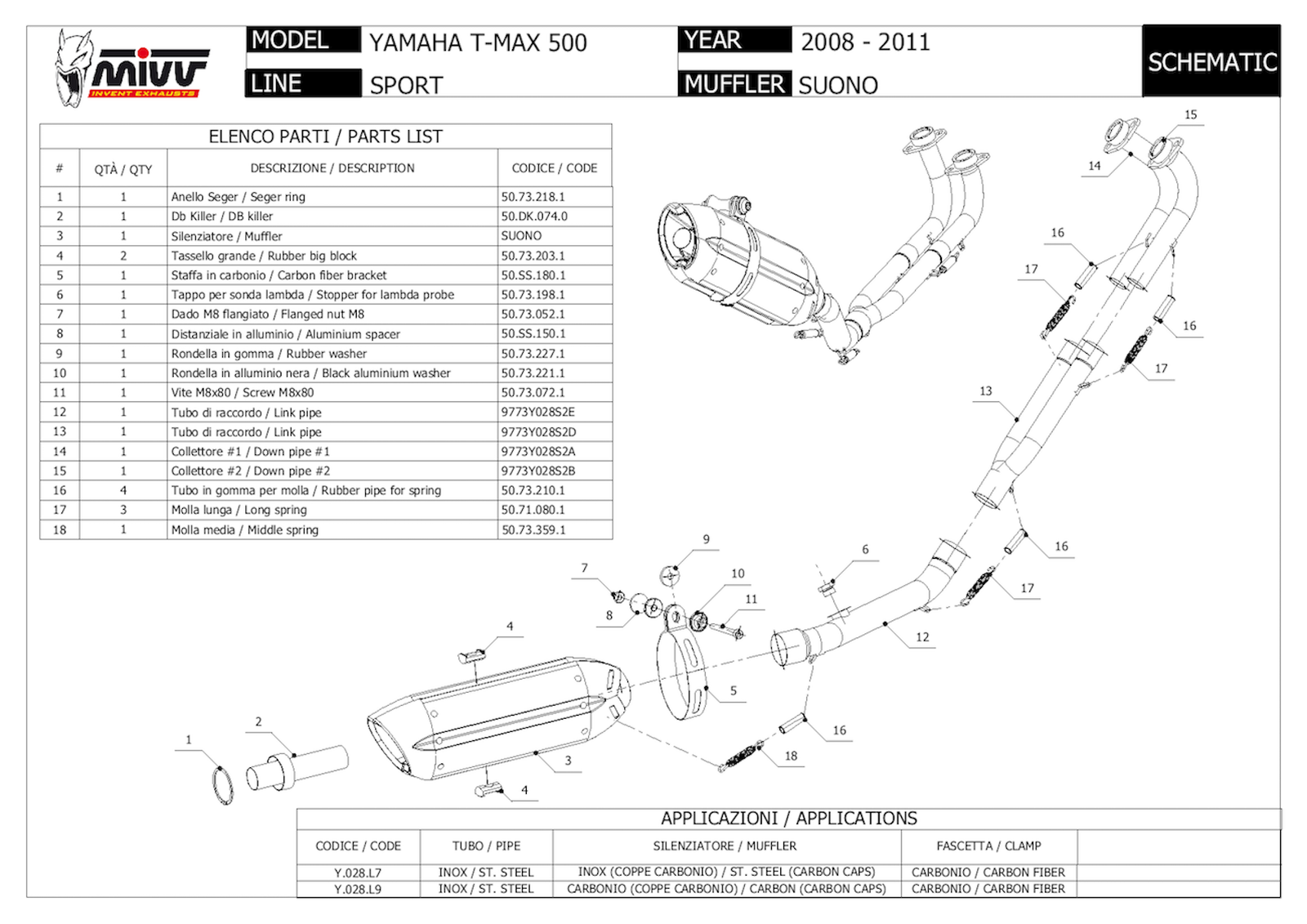 MIVV FULL EXHAUST RACE SUONO BLACK C YAMAHA TMAX TMAX 500 2008 08 eBay