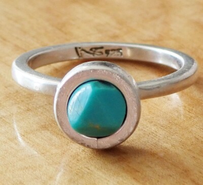 Size 7 Vintage Taxco Silver Turquoise ''Sky Glow'' By Guillermo Arregui Women Ring