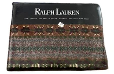 RALPH LAUREN Home Collection Leland Fair Isle Multi Full Flat Sheet 100% Cotton