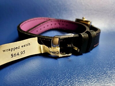 COLDWATER CREEK DOUBLE WRAP BAND BLACK & PURPLE LEATHER 