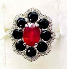 HSN Colleen Lopez Sterling Silver Ruby, Black Spinel & White Zircon Ring Size 8 — photo 2