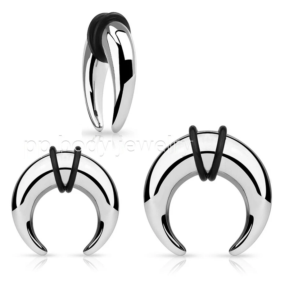 PAR DE CAMILLA CÓNICA BÚFALO DE ACERO QUIRÚRGICO 16G-00G con juntas tóricas orejas y tabique Foto 3 de 3