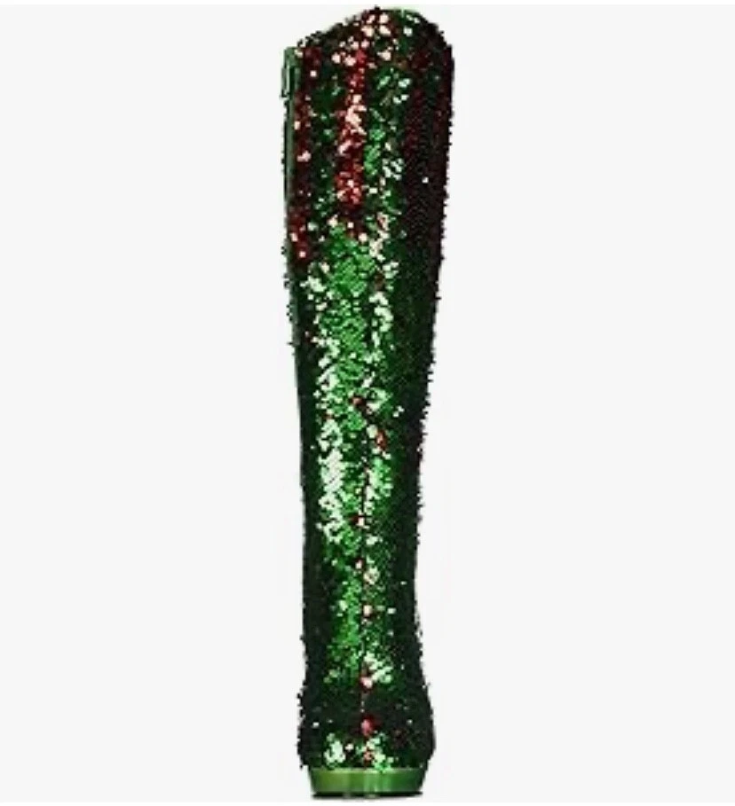 🆕ELLIE SHOES 4 «зеленый/красный русалка Flip блестки колена загрузки | 421-GILLIAN | - Изображение 3 из 4