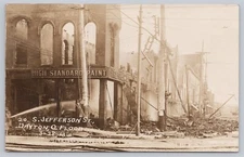 1913 Dayton Ohio Flood Photo Postcard Jefferson Street Lowe Brothers Paint Store